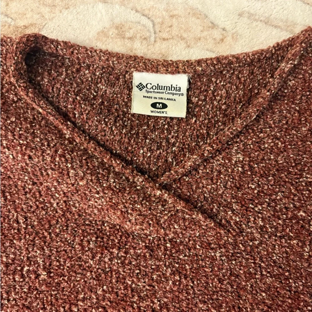 Columbia Brown Maroon V-Neck Sweater Size M Women’s